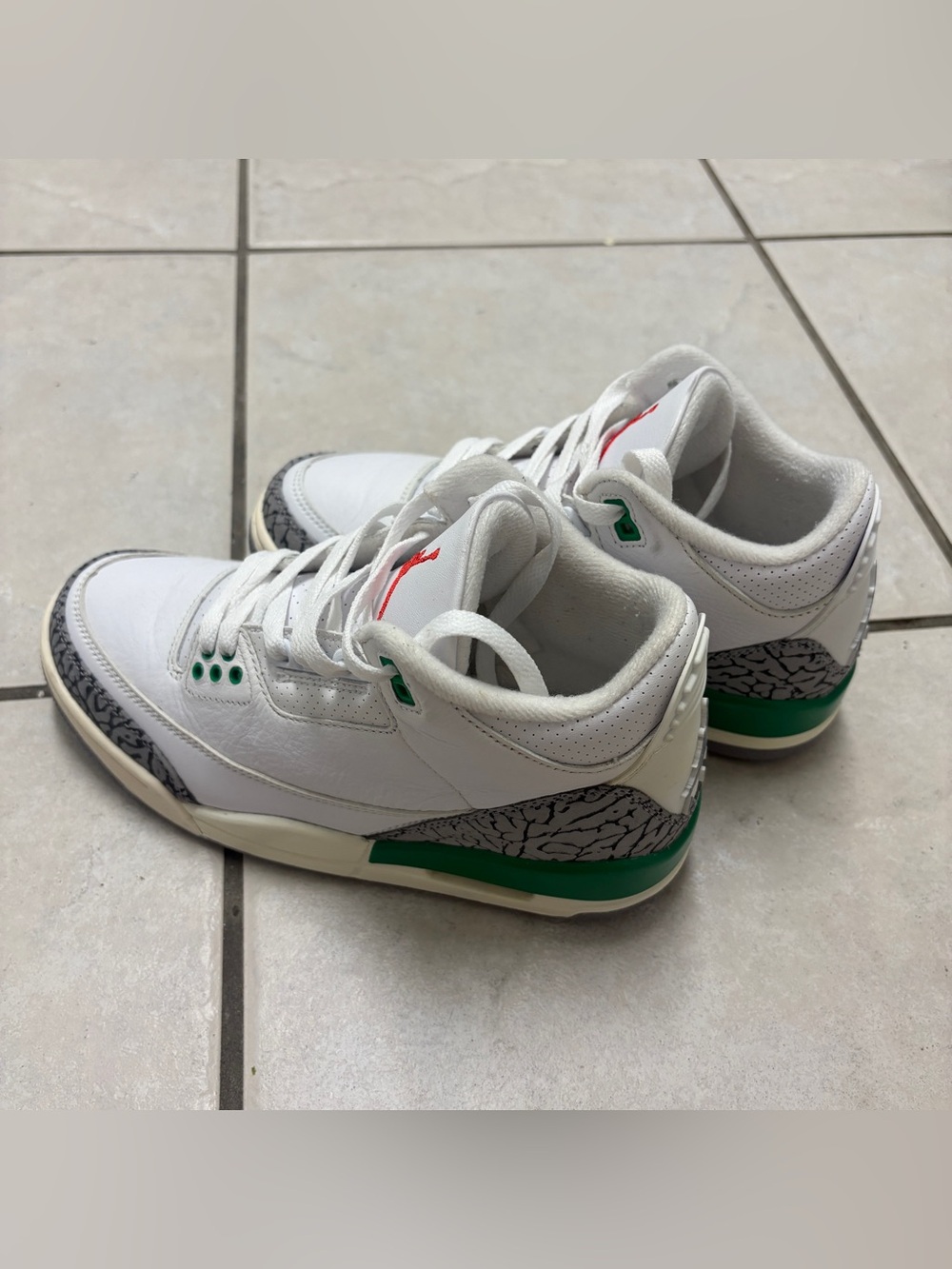 Jordan White Green Cement Grey Low-Top Sneakers
